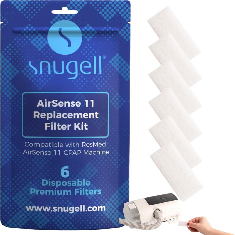 Snugell Disposable AirSense 11 CPAP Filters – 6-Pack– Designed for ResMed AirSense 11 Machines – Travel-Friendly and Easy to Install – Provides Superior Filtration for Clean, Healthy, and Purified Air - Image 1